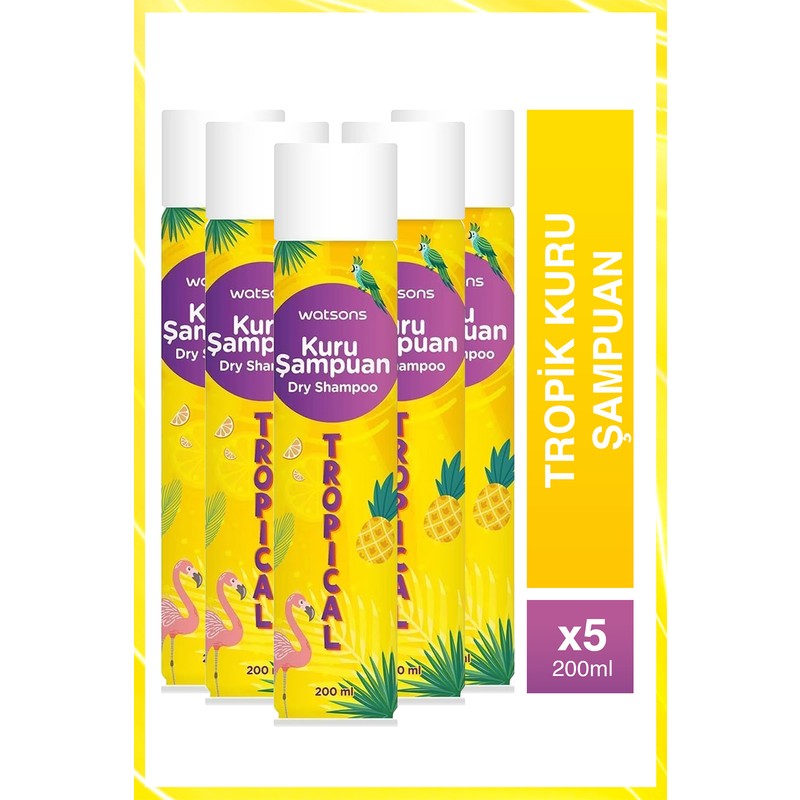 Watsons Tropik Kuru Şampuan Canlandırıcı Etkiyle 5 Adet 200 ml Tüm Saçlar İçin