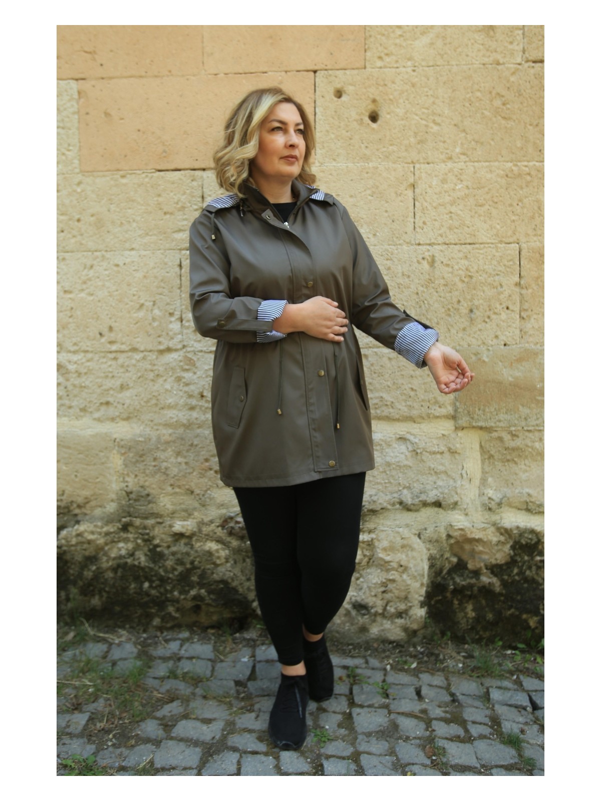 Glr & Gym Beren Mevsimlik Büyük Beden Yazlık Trençkot Mont - Görsel 4