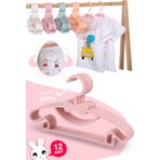 Morpanya Sweet 12 Adet Pembe Bebek Elbise Askısı Eğlenceli Tasarım ve Fiyonklu Kelebek Özelliği