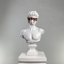 Hedgehog Art Shop David "bronze Eyes" Heykel, Büyük Boy Büst, Özel Tasarım Dekoratif Heykel, Michelangelo David