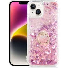 Smody Apple iPhone 14 Plus Kılıf Sulu Simli Akışkan Silikon