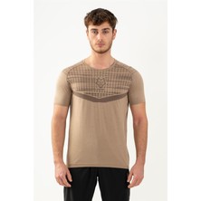 Maraton SlimFit Erkek Bisiklet Yaka  Açık Vizon T-shirt
