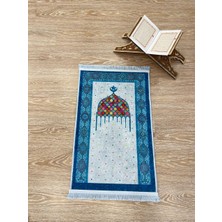 Brillant Çocuk Seccadesi Mavi Dini Desenli 60x100 cm Kaymaz Tabanlı Kolay Temizlenir