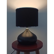 Art&Gift Serenay Metal Siyah Gövdeli Elite Abajur Gümüş Detay Siyah Başlık