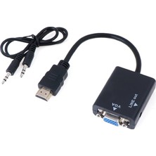 Alfais 4289 HDMI To VGA Ses Destekli 1089P Monitör Dönüştürücü Kablo Çevirici Adaptör