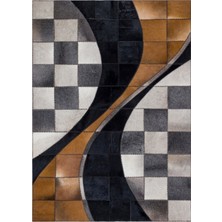 Dericibey Siyah & Kahverengi Dana Derisi Patchwork Halı 140 x 200 cm