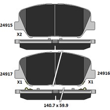 Kale Ön Fren Balatası Hyundai I30, Elantra, Kia Ceed, Cerato, Forte, Optima Uyumlu 24915 173 05 Ans KD13 Oem 58101-2VA20 58101A6A20 581012VA70