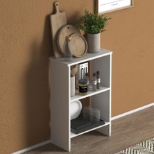 Monte Sehpa Flora Midi Mutfak Rafı Bangosu Çok Amaçlı Dolap Beyaz