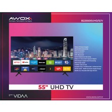 Awox B225500 55" 139 Ekran Uydu Alıcılı 4K Ultra HD VİDAA Smart LED TV (Çerçevesiz)