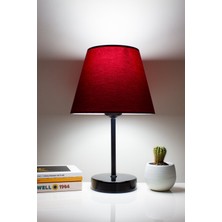 Vivido Abajur Bordo Modern Yatak Odası Abajur Siyah Ayaklı Masa Lambası