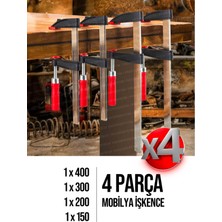 Proxtech Premium Kalite 400,300,200,150 mm F Tipi Ahşap Çelik Mobilyacı Mengene Kıskaç İşkence 4 Set