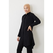 Foremia Gizli Patlı Uzun Tunik-Siyah