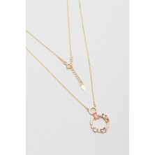 So CHIC Renkli Baget Dünyası 18 Ayar Sarı Altın Kaplama 45 Cm Gümüş Kolye