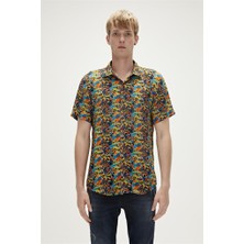Bad Bear Bi-Face Shirt Sarı Kısa Kollu Baskılı Erkek Gömlek