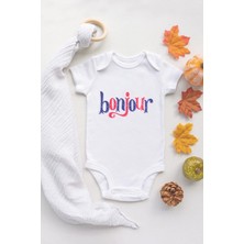 Tuğba Baby Özel Tasarım  Bonjour Bebek Body Beyaz Bebek Badi Zıbın