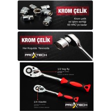 Proxtech Profesyonel 108 Parça Çok Fonksiyonlu 1/2 ve 1/4 Cırcırlı Lokma Anahtar Takımı Bits Uç Full Set