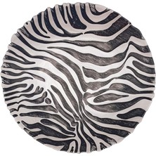 Glaze Mud  Zebra Desenli Siyah Beyaz Cam Meyve Tabağı 30 cm