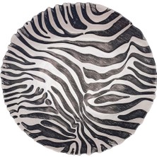 Glaze Mud  Zebra Desenli Siyah Beyaz Cam Meyve Tabağı 30 cm