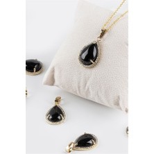 Baybayir Siyah Akik Damla Model Kolye Ucu