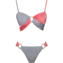 Sailor Moda Çift Renk Straplez Bikini Takım