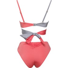 Sailor Moda Çift Renk Straplez Bikini Takım