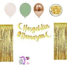 Hayaller Dükkanı  Ramazan Süsleri LED Işılı Perdeli Set 13 Balonlu