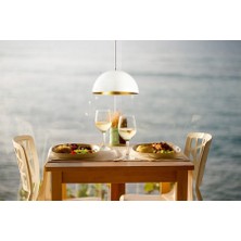 Riolight  Modern Masa Üstü Parlak Beyaz Içi Gold 1XE27 Duylu Tekli Metal Sarkıt Avize ÇAP:40CM