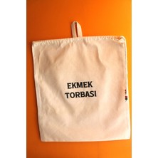 Emtory Home Büyük Boy Dekoratif Boncuklu Büzgülü Askılı Keten Ekmek Torbası 50X40CM