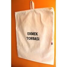 Emtory Home Büyük Boy Dekoratif Boncuklu Büzgülü Askılı Keten Ekmek Torbası 50X40CM