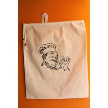 Emtory Home Büyük Boy Chef Baskılı Askılı Bakliyat & Ekmek Torbası 50X40CM