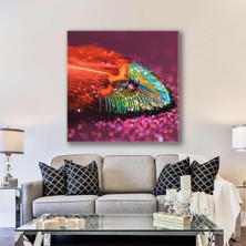 SML Tablo Yeşil Detaylı Kırmızı Kuş Tüyü Hayvan Dekor Kanvas Tablo