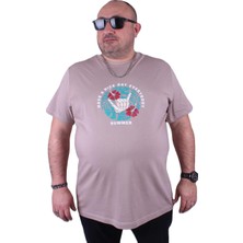 Moc Grande Mocgrande Büyük Beden Erkek Sıfır Yaka Tişört Summer 23119 Toprak