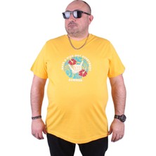 Moc Grande Mocgrande Büyük Beden Erkek Sıfır Yaka Tişört Summer 23119 Sarı