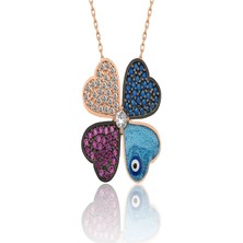 Stil Love Gümüş Rose Dört Yapraklı Yonca Kadın Kolye