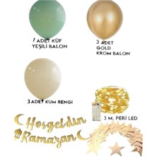 Masalsı Concept Hoşgeldin Ramazan Yazı, 3mt Led, Zincir Balon Seti,13 Adet Balon,11 Ayın Sultanı Oda Süsleme