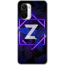 MRC İletişim Xiaomi Redmi K40 Pro Kılıf Hd Desen Baskılı Arka Kapak - Dark Neon Yaprak Z Harfi
