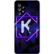 MRC İletişim Samsung Galaxy A73 Kılıf Hd Desen Baskılı Arka Kapak - Dark Neon Yaprak K Harfi