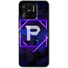 MRC İletişim Xiaomi Redmi 10C Kılıf Hd Desen Baskılı Arka Kapak - Dark Neon Yaprak P Harfi