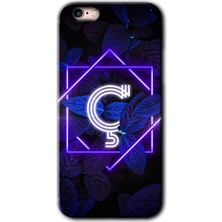 MRC İletişim Apple iPhone 6s Plus Kılıf Hd Desen Baskılı Arka Kapak - Dark Neon Yaprak Ç Harfi