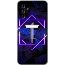 MRC İletişim Samsung Galaxy M23 Kılıf Hd Desen Baskılı Arka Kapak - Dark Neon Yaprak T Harfi