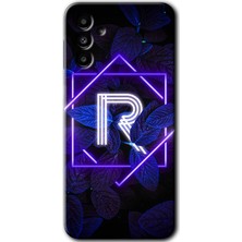 MRC İletişim Samsung Galaxy M23 Kılıf Hd Desen Baskılı Arka Kapak - Dark Neon Yaprak R Harfi