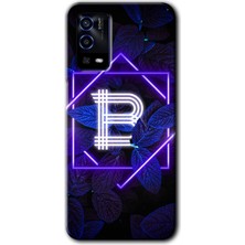 MRC İletişim Oppo A55 Kılıf Hd Desen Baskılı Arka Kapak - Dark Neon Yaprak B Harfi