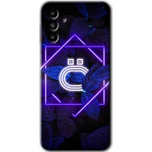 MRC İletişim Samsung Galaxy M23 Kılıf Hd Desen Baskılı Arka Kapak - Dark Neon Yaprak Ö Harfi