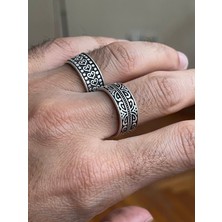 Rupen Kraft Gümüş İşçilikli Gümüş Desenli 925 Ayar Gümüş Kaplama 2'li Yüzük