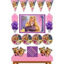 Parti Furyası Rapunzel 16 Kişilik Büyük Afişli 50X70 cm Doğum Günü Süsleri Parti Seti