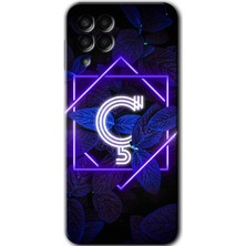 MRC İletişim Samsung Galaxy M33 Kılıf Hd Desen Baskılı Arka Kapak - Dark Neon Yaprak Ç Harfi