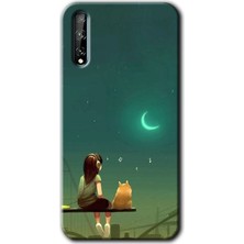 MRC İletişim Huawei P Smart S Kılıf Hd Desen Baskılı Arka Kapak - Kedili Kız