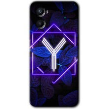 MRC İletişim Oppo Reno 3 Kılıf Hd Desen Baskılı Arka Kapak - Dark Neon Yaprak Y Harfi