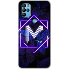 MRC İletişim General Mobile Gm 21 Pro Kılıf Hd Desen Baskılı Arka Kapak - Dark Neon Yaprak M Harfi