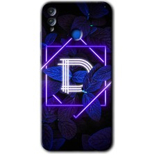 MRC İletişim Honor 8x Kılıf Hd Desen Baskılı Arka Kapak - Dark Neon Yaprak D Harfi